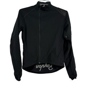 Rapha Women's Cycling Jacket Faux Leather Trim Back & Hem Flap Back Size Medium